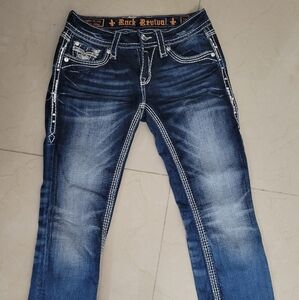 Dark Wash Rock Revival Capri Jeans